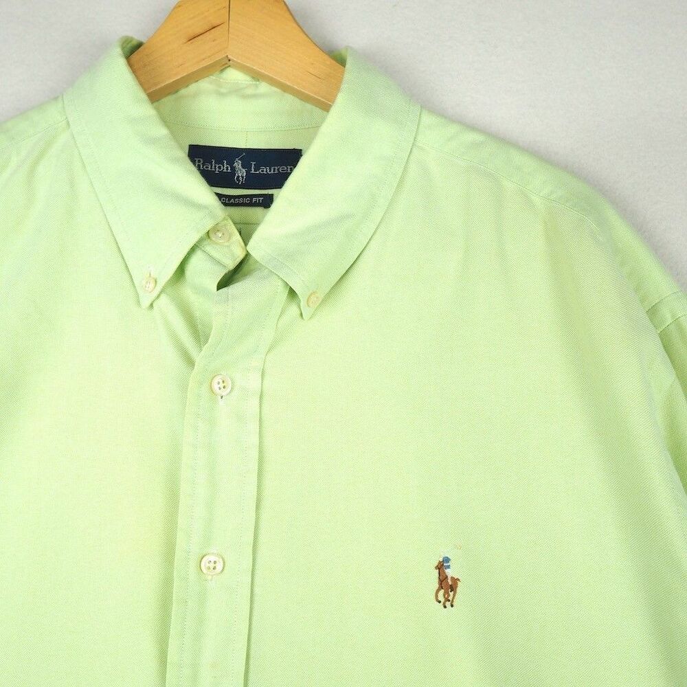 Polo Ralph Lauren Iconic Oxford Shirt Men XL Green Multicolor Pony Logo